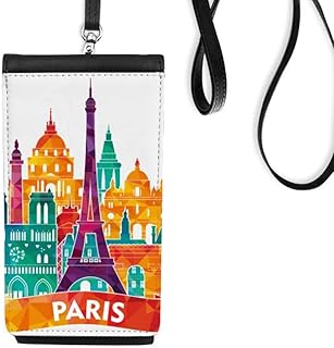 Castle Paris France Eiffel Tower Phone Wallet Purse Hanging Mobile Pouch Black Pocket