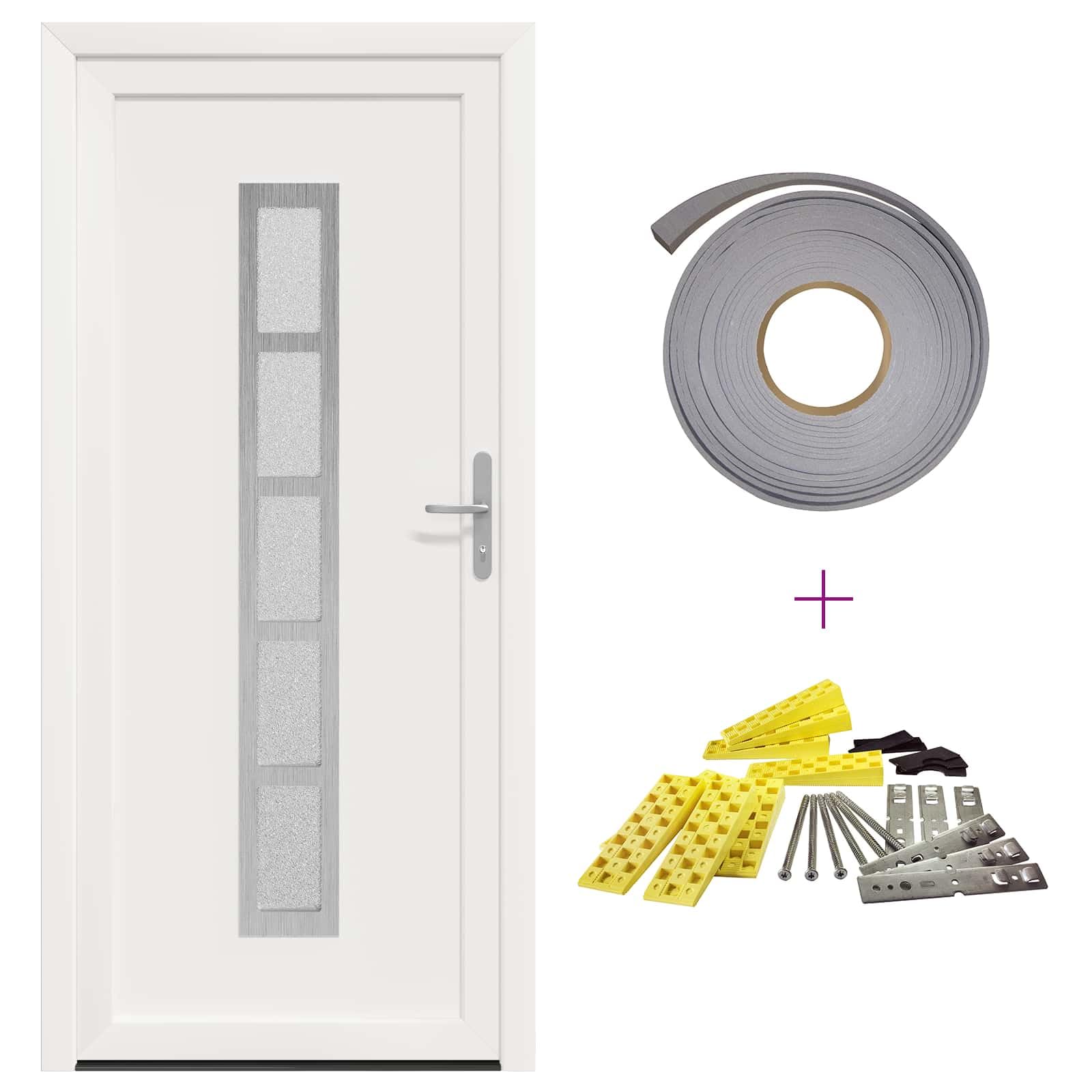 Haustür Weiß 98x208 cm PVC Eingangstür für innen und außen