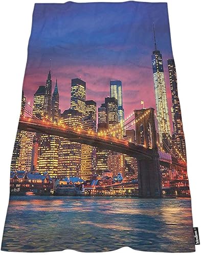Moslion Comfy Bath Towels New York NYC on Manhattan East River - Toalla suave de baño/playa/camping para mujeres, hombres, niñas, niños, tamaño