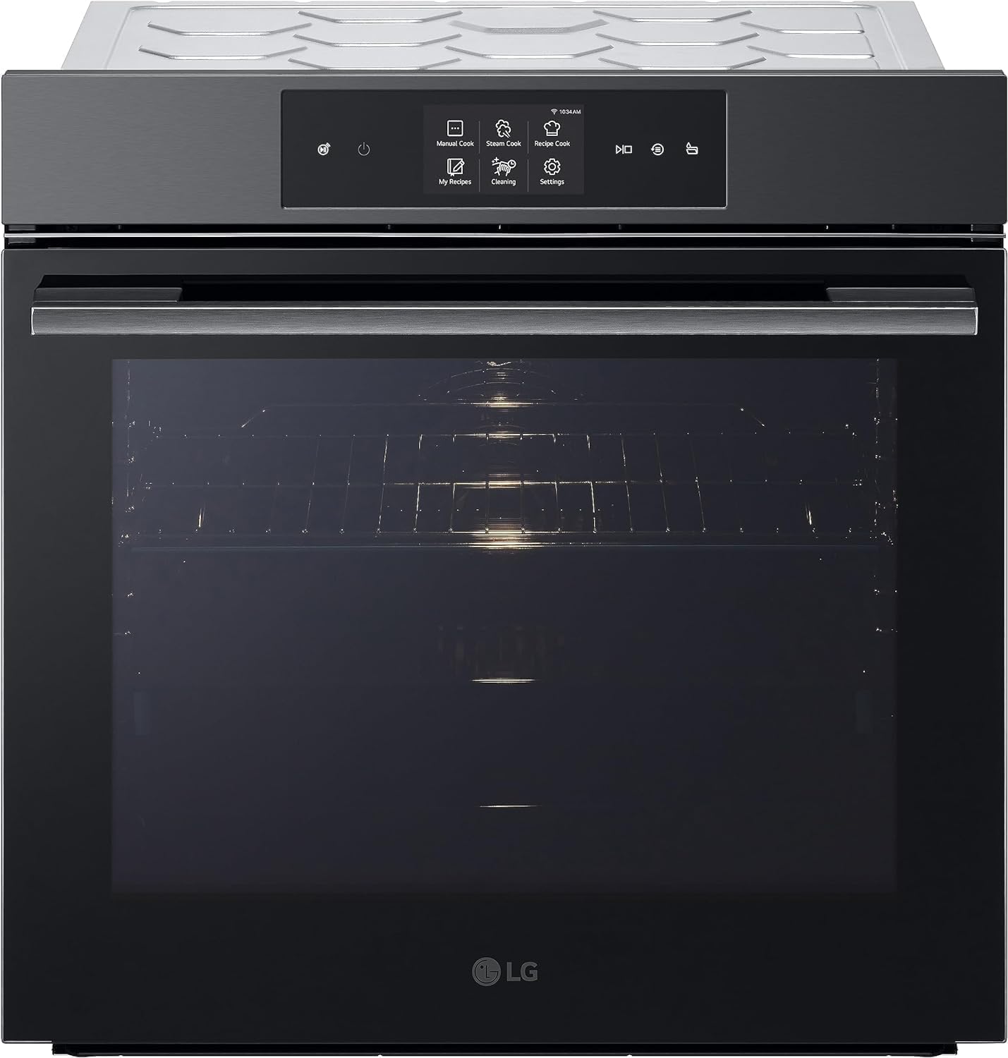 LG InstaView WSED7665B Four encastrable à vapeur, classe A++, 76L, 300°C, écran tactile 4,3", Air Fry, Sous Vide, Mode Pizza, Nettoyage EasyClean, Pyrolyse, Wi-Fi, Charnières amorties, Noir
