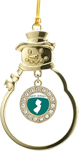 Miniatura 143 de Inspired Silver - Esquema de Virginia Occidental - Adorno de Navidad dorado - Adorno circular para árbol de Navidad con circonita cúbica