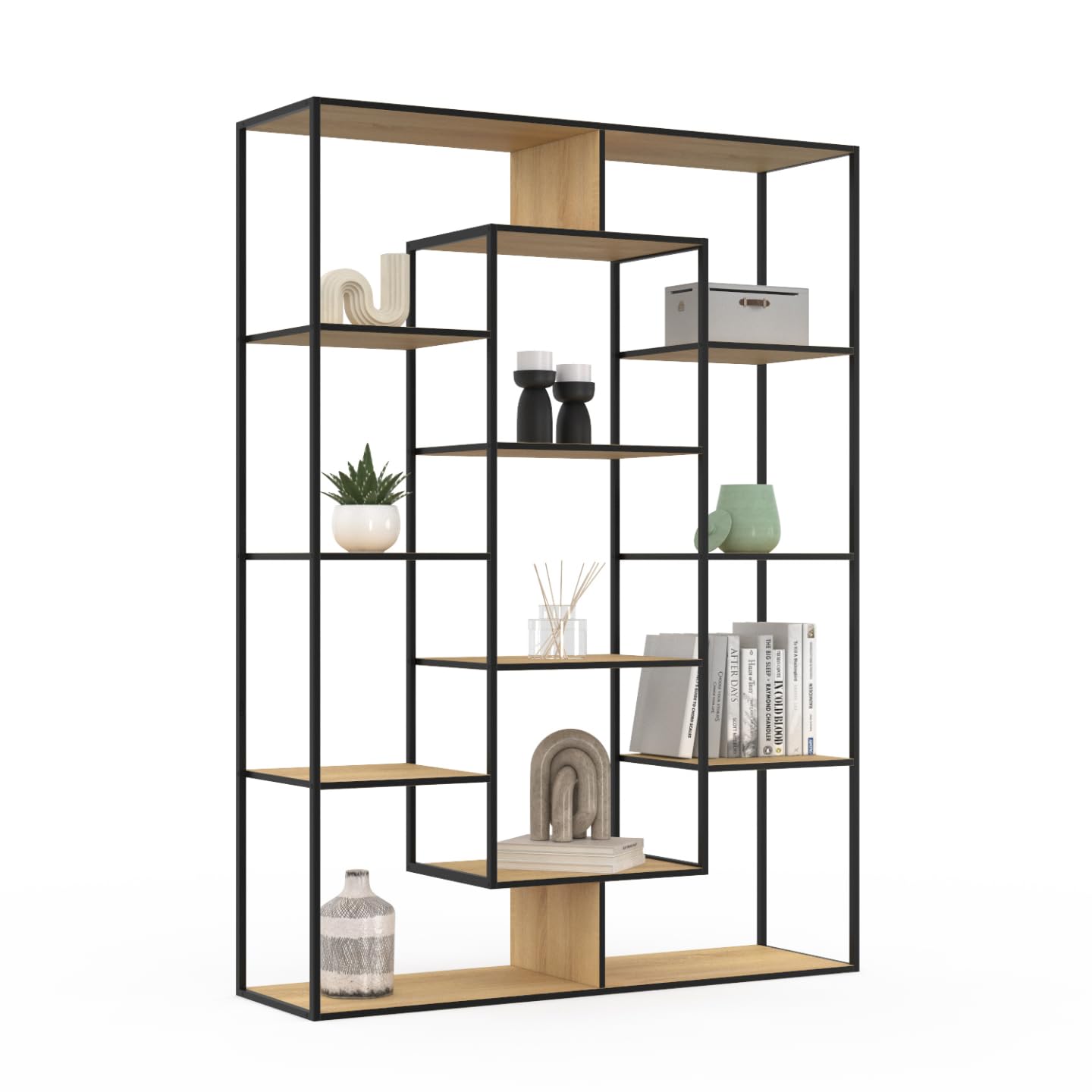 IDMarket - Estantería DETROIT con 11 compartimentos de diseño industrial H.143 cm