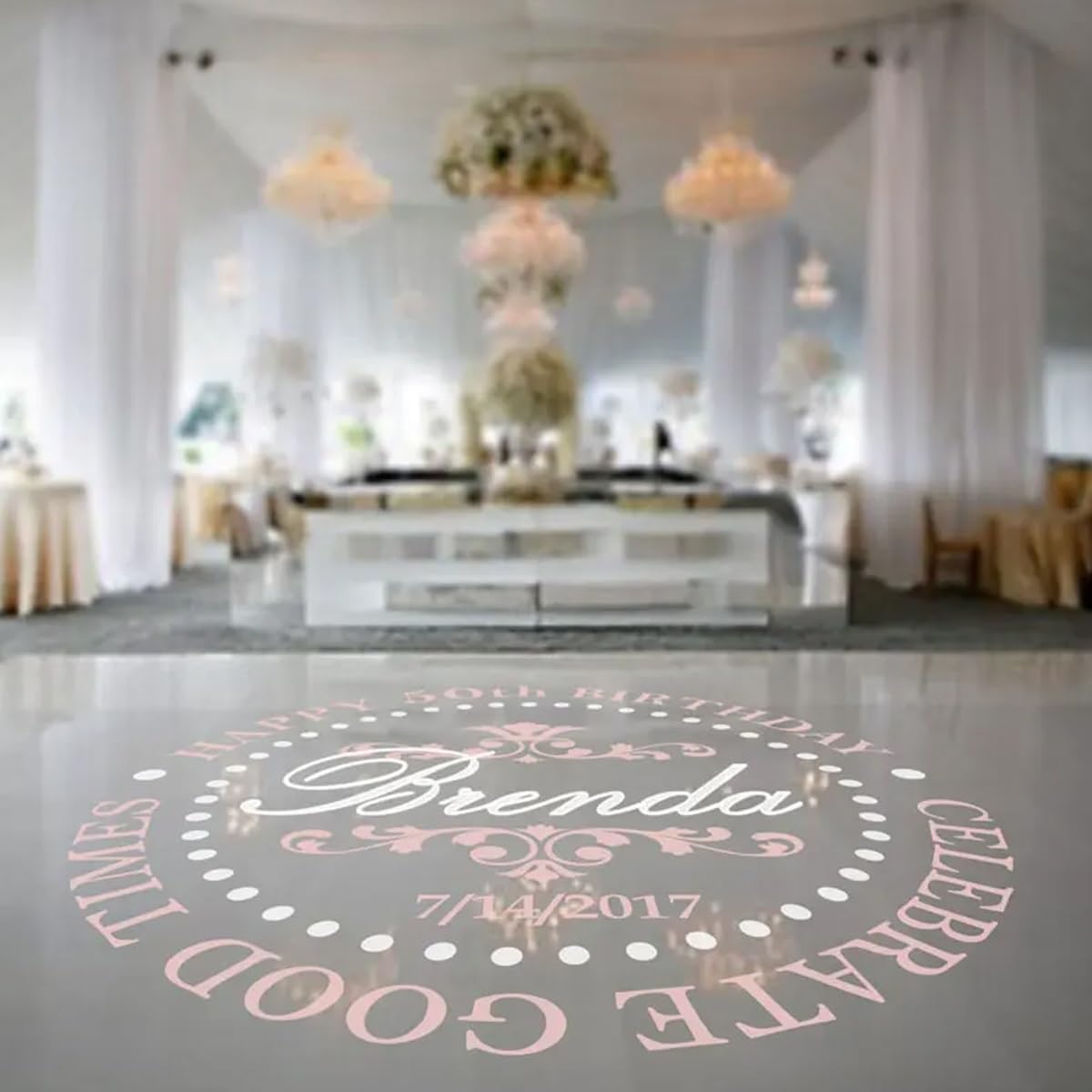 Birthday Dancing Floor Decal, Party Decor, Wedding Vinyl Sticker With Personalized Name & Date Murals, Custom Dance Floor Sticker, Wedding Dance Decor (XXL:114x114cm)