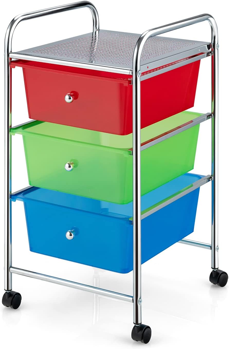 Giantex 15Drawer Organizer Cart Office School Storage Cart Rolling Drawer Cart for