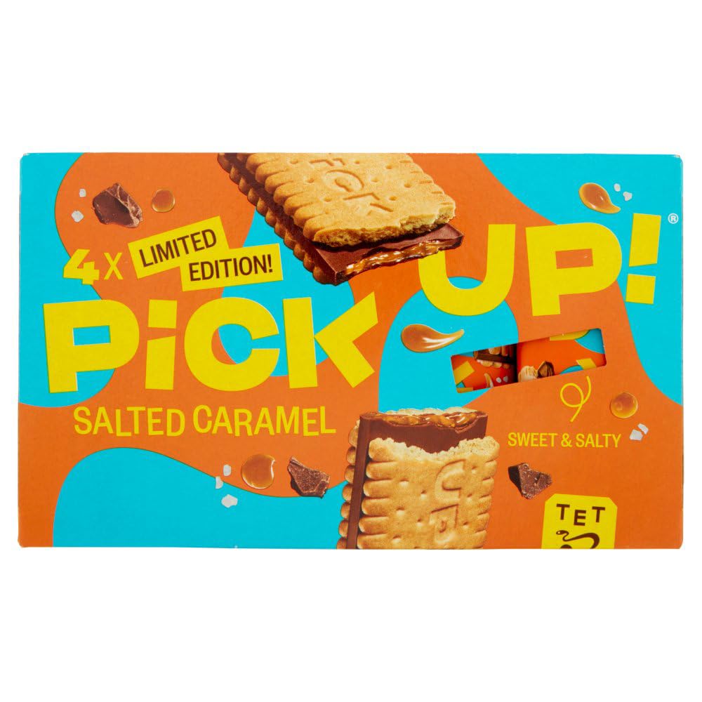 Italian Gourmet Pick Up Salted Caramel biscotti 20 x 128g, Schoko-Keksbar | Dolce con ripieno cremoso, Milchschokolade mit Salzkaramellnote für die, Gesamtnettogewicht 2,56 kg + Kostenlos Polpa 400g