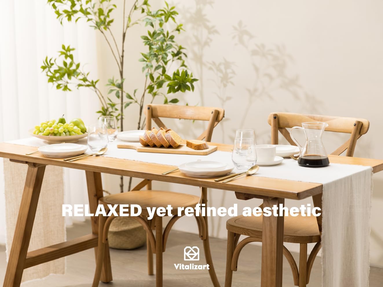 Vitalizart Beige Table Runner 14 x 120 Inches Long Slub Texture Cotton Linen Table Runner for Rustic Home Decorations Dining Room Wedding Decor Reception Bridal Shower Thanksgiving Christmas - Image 5