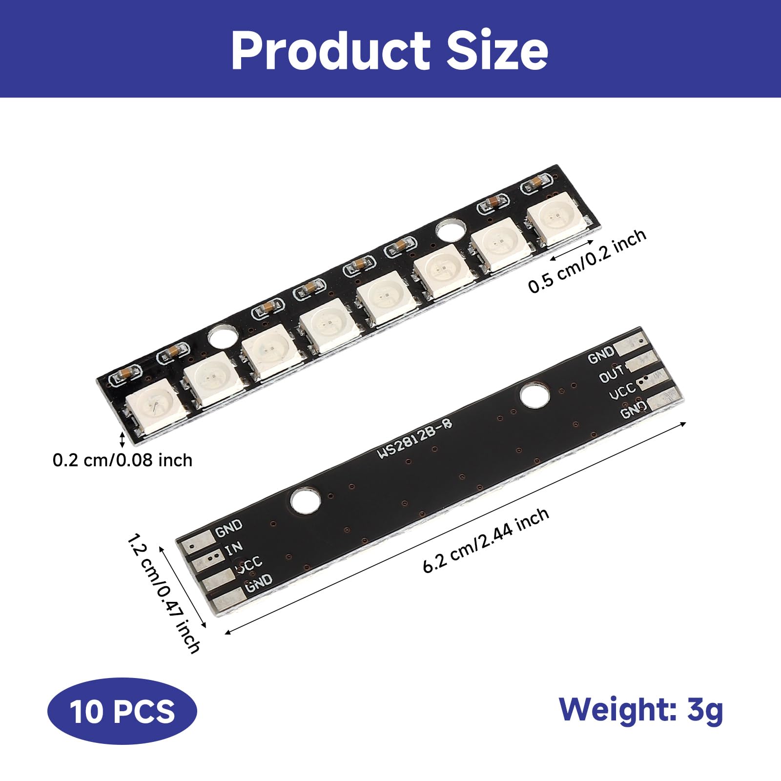 HENGBIRD 10 Pezzi 8 Bit WS2812 Modulo LED RGB Scheda di Sviluppo con Driver Integrato WS2812 5050 RGB 8-Bit Striscia di 8 LED, 5V Programmabile per Arduino Raspberry Pi ESP32