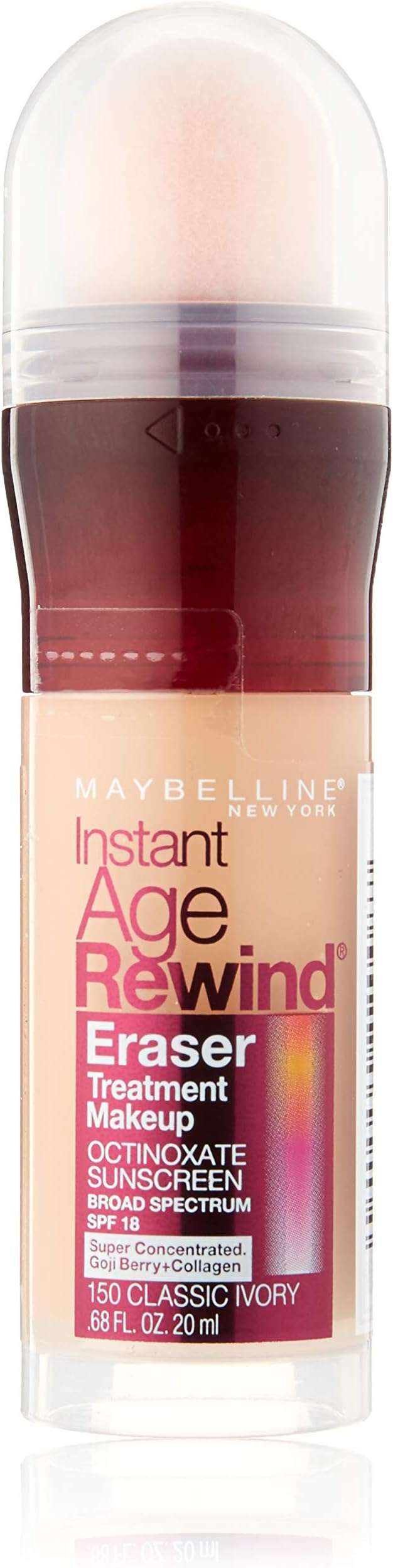 Maybeline New York Full Coverage Liquid Natural Finish Instant Age Rewind Eraser Foundation - Classic Ivory,All Skin Type 2 Count