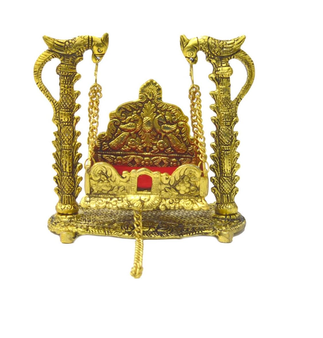 Indacorify Multicolor Laddu Gopal Jhula Lord Krishna Jhoola Swing Antique Finish God Jhula For Janmashtami Article Standard Idol Home Decor House Warming Gift