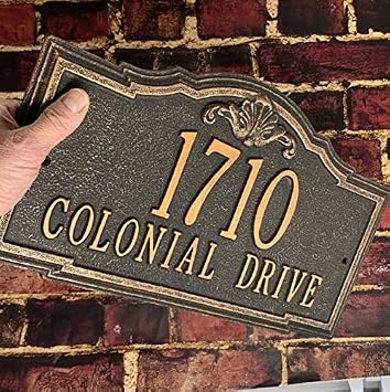 Personalized Address Plaque, Cast Metal House Number & Street Name Sign