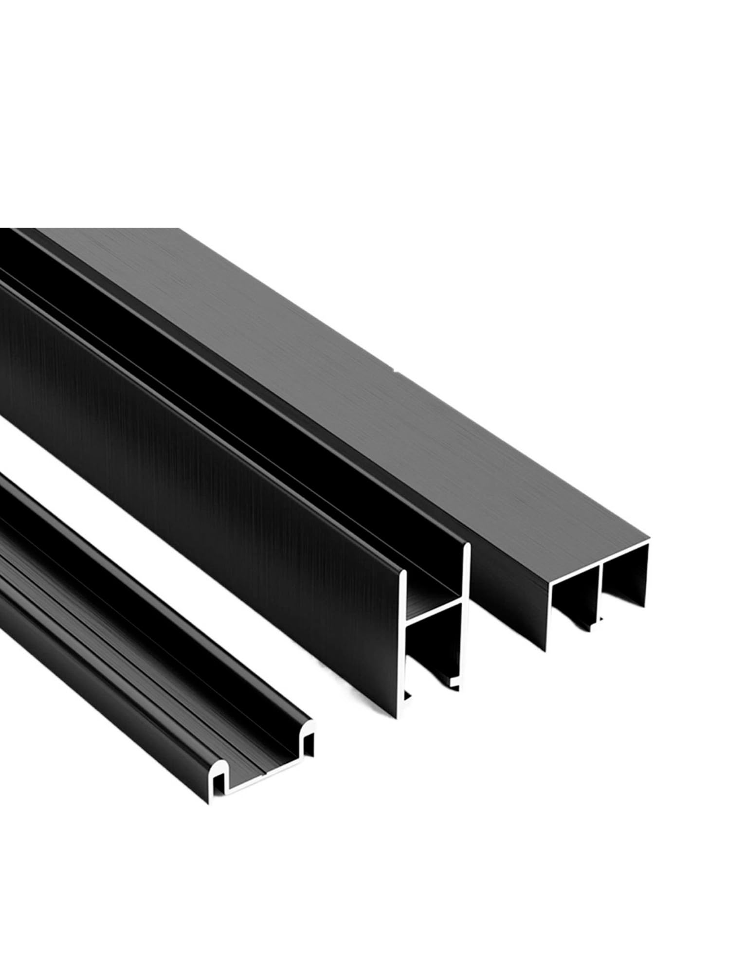 Generisch Glasschiebetür Dreiteilige Schiene Vitrinen-Gleitschiene Schiebetür Schiebetürzubehör, Geeignet for Schränke und Bücherregale, 8 mm(Black,120cm)