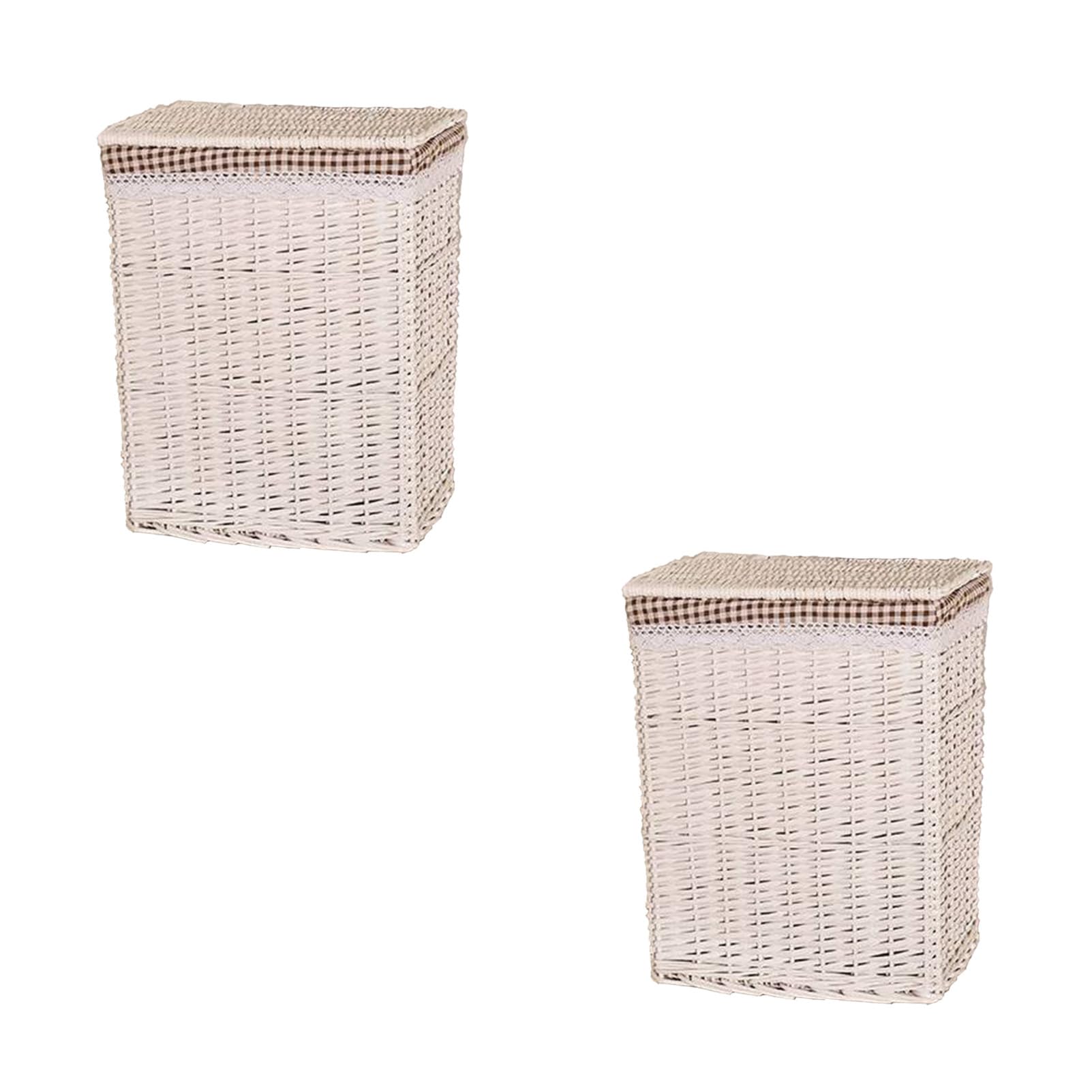 Large Capacity Wicker Dirty Clothes Hamper, Covered Laundry Hamper, Bathroom Dust and Moisture Resistant Clothes Hamper, Children'S Toy Storage Basket
