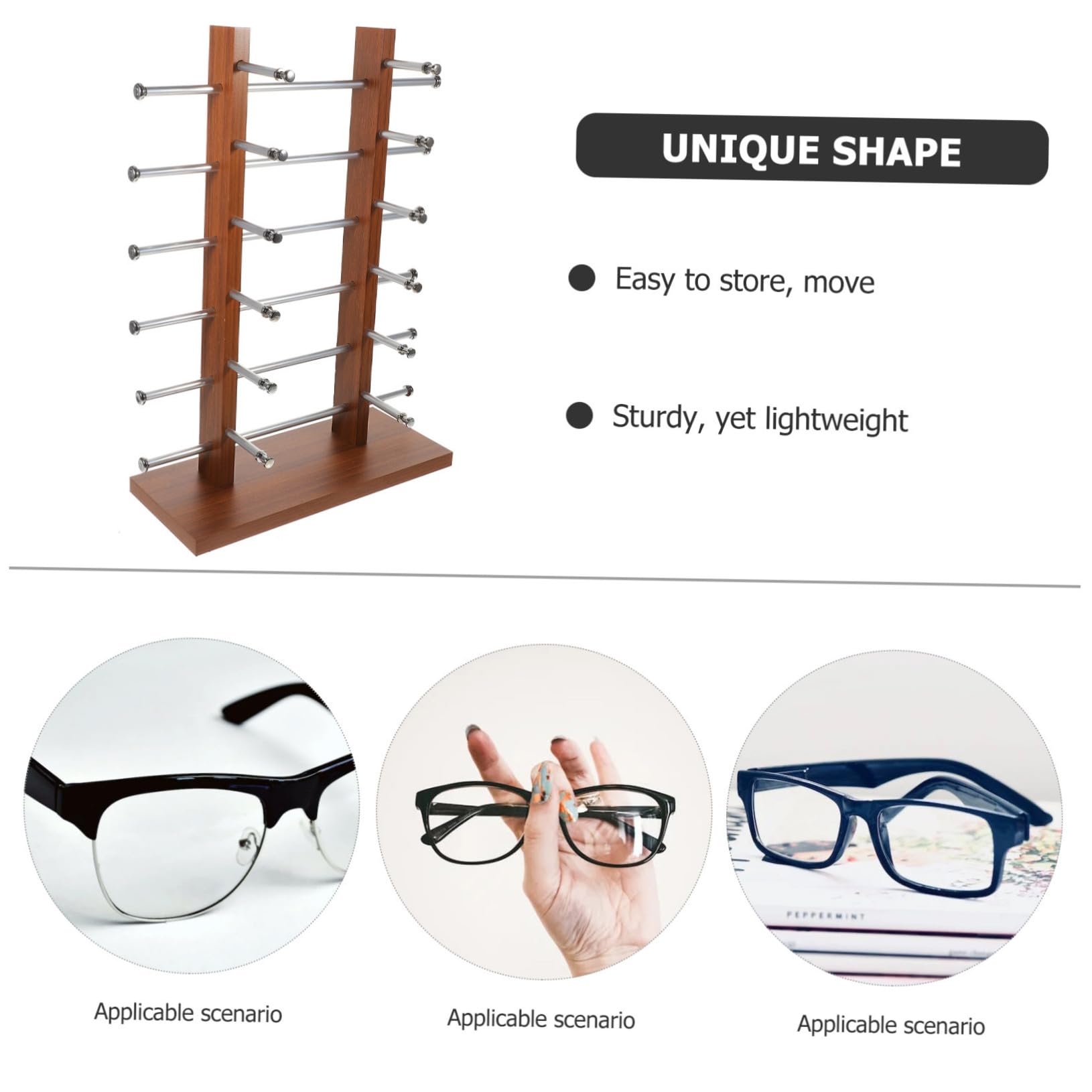 Alipis Vintage Brillenständer Mehrschichtiges Brillenregal Aus Holz Und Aluminium Mit Fächern Stilvoller Sonnenbrillenhalter Und Organizer Zur Platzsparenden Brillenaufbewahrung Präsentat