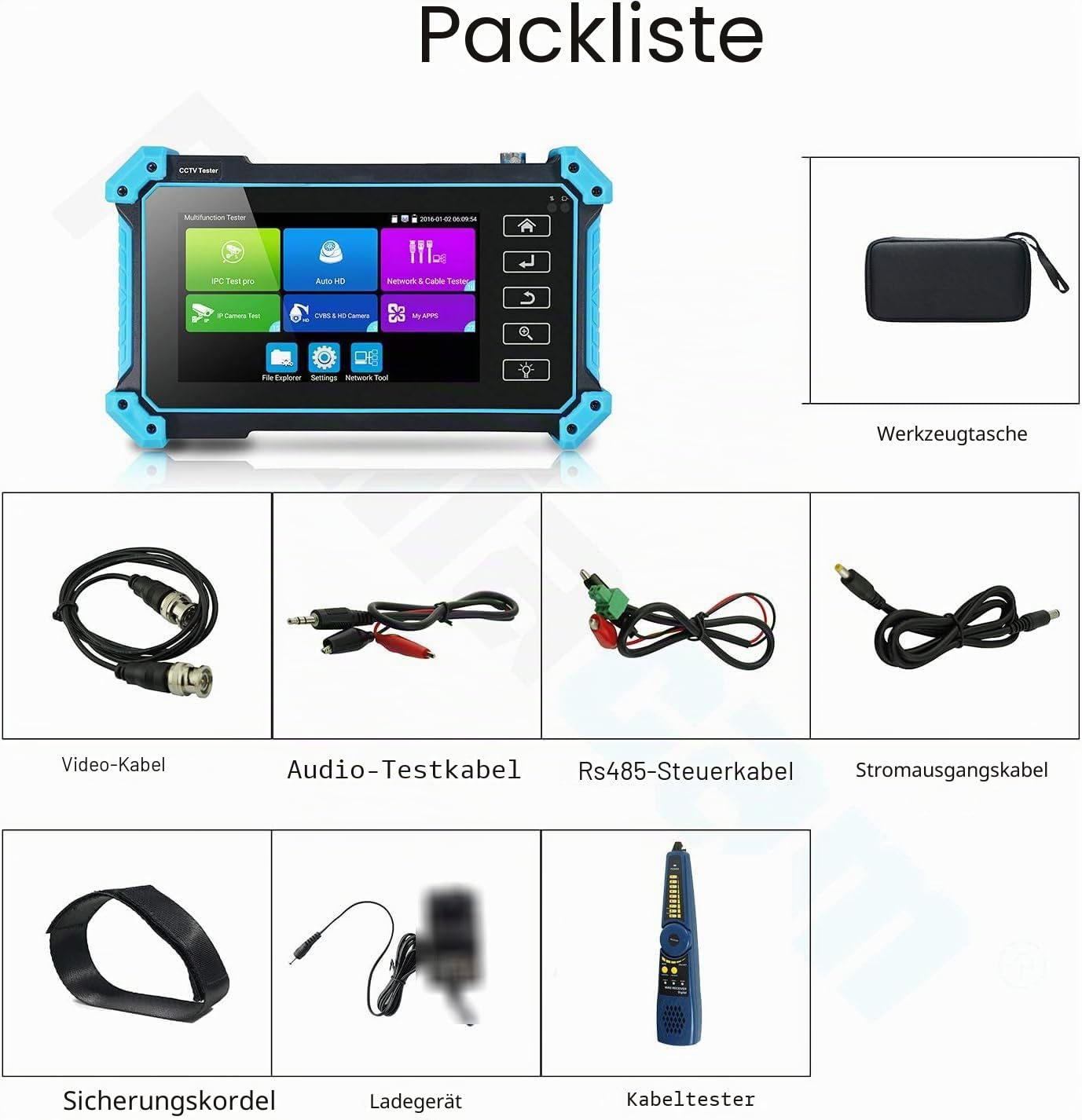 CCTV Tester Monitor 5 Zoll Touchscreen IP AHD TVI CVI Kamera Tester Analoger Kameratest Unterstützung POE WIFI PTZ 1080P H.265 IPC-5100 Plus Upgrade/Kameratest zu DC12V Ausgang