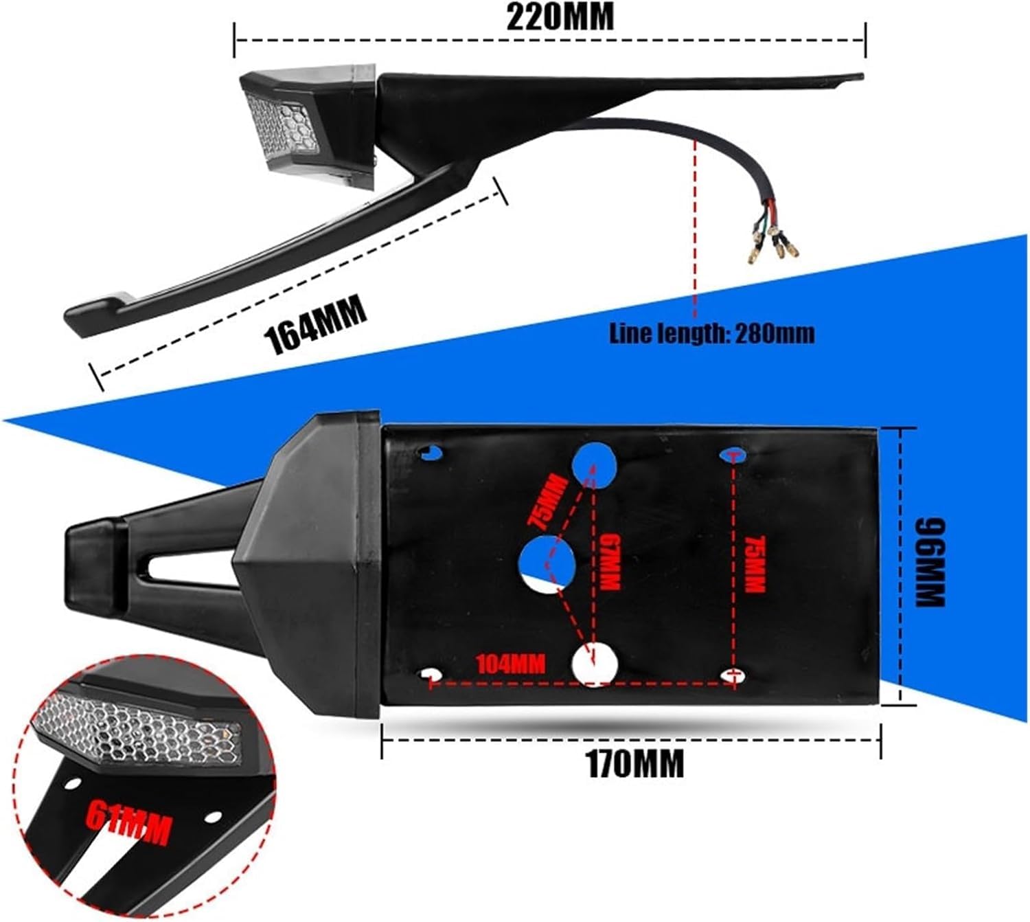 Fanale posteriore per moto Per Fuoristrada Per Sporco Fanale posteriore a LED per moto, luce freno DRL, luce di marcia, luce di segnalazione di stop, moto da Per Strada, luci