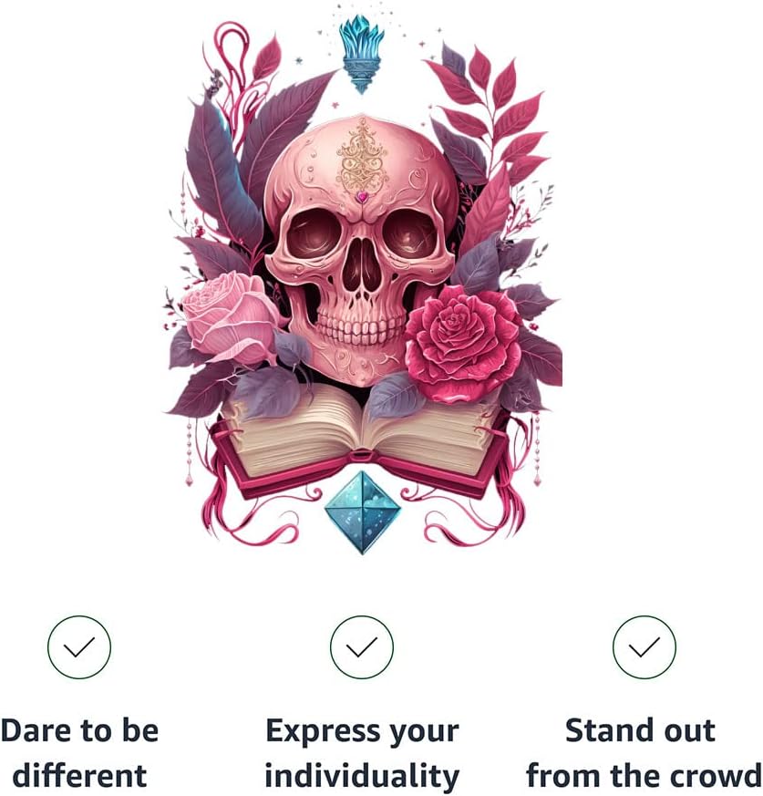 Skull Print Racerback Cropped Tank - Flower Women's Tank - Book Design Tank Top - White, L