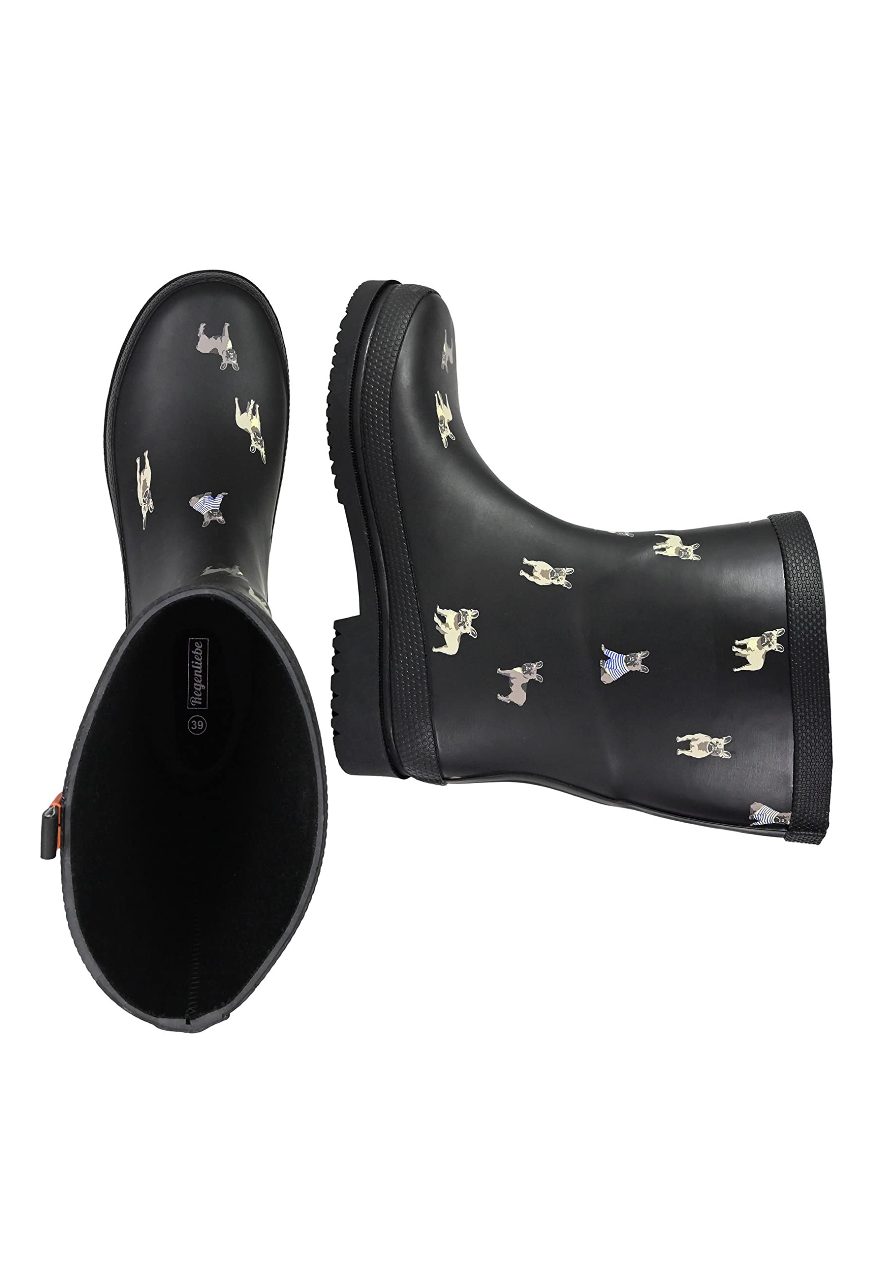 Regenliebe Damen Gummistiefel Waldi Mops Halbschaft