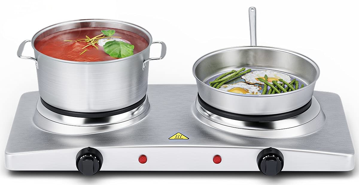Buy SIMOE Electric Hot Plate, 1800W Double Burner, Overheating