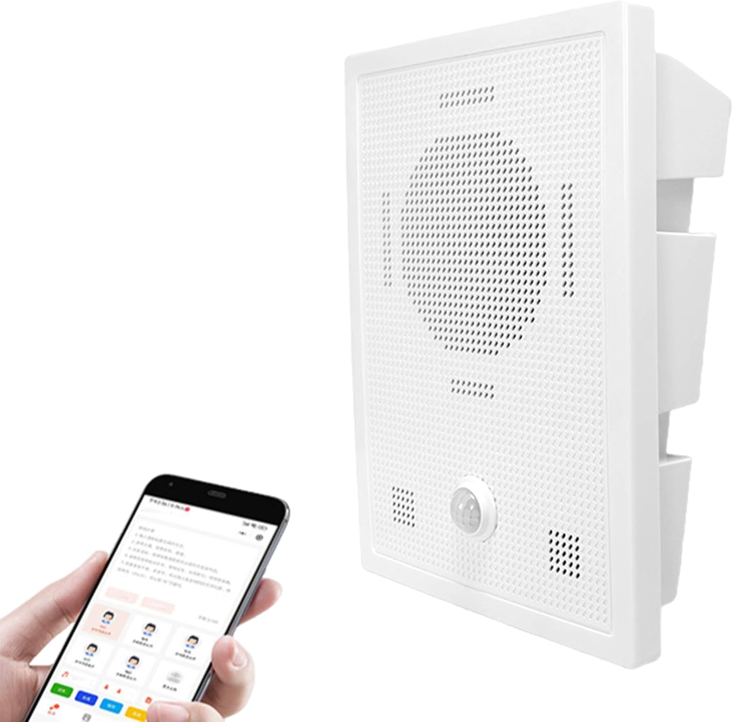 LICAEVEY Infrared Motion Sensor Activated Sound Speaker, Motion Activated Voice Player with APP Control, PIR Detection Voice Recorder for Shop Garage Door Office Public Places (US Plug)