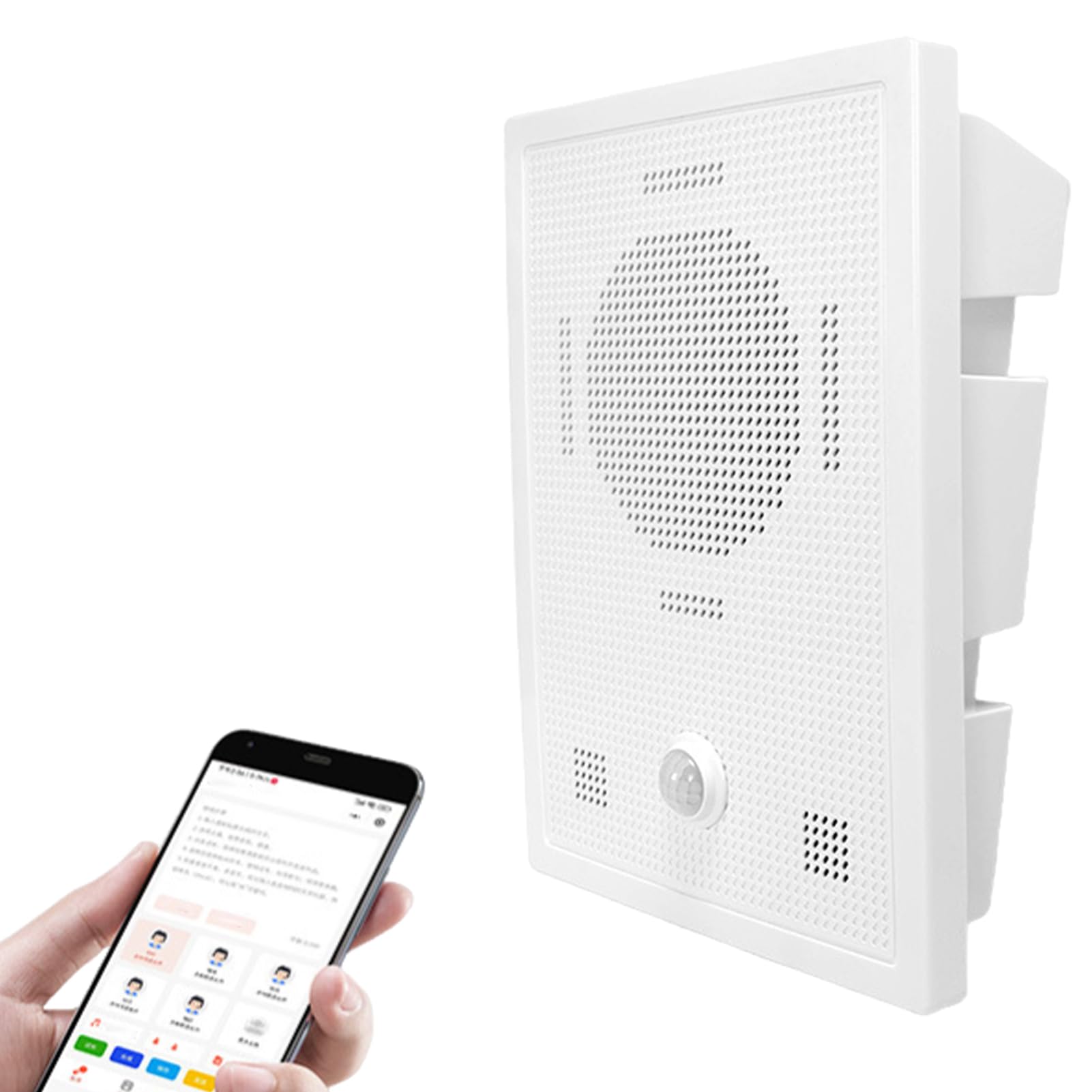 LICAEVEY Altavoz de Sonido Activado por Sensor de Movimiento por Infrarrojos, Reproductor de Voz Activado por Movimiento con Control de Aplicación, Grabadora de Voz con Detección PIR para (Enchufe