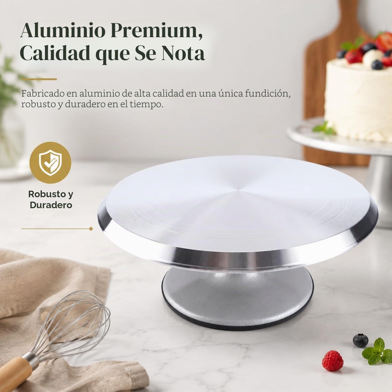 Base Giratoria de Aluminio de 30cm para Decoración de Tartas | Base Giratoria, Utensilio de Repostería, Aluminio Resistente, 30 cm, Para Decorar Tartas