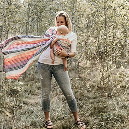 Image of Hip Baby Wrap Ring Sling Carrier for Baby, 8-35 lbs - Rainbow Honeycomb | Carrier for Newborns Infants Toddlers, Adjustable Soft Cotton Nursing Support, For Baby Carrying, Ring Sling Baby Carrier