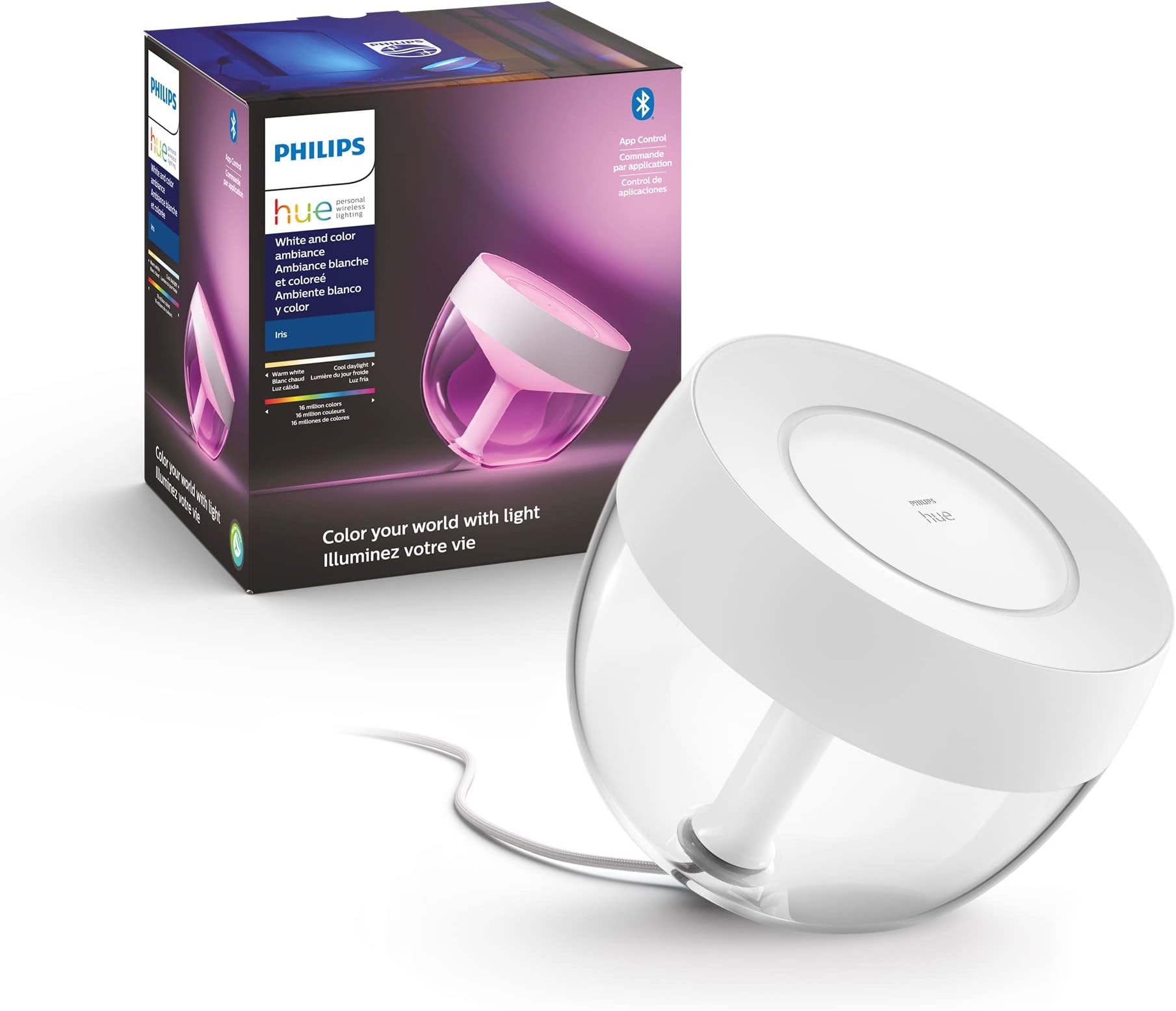 Iris Smart LED Table Lamp, White - White and Color Ambiance - 1 Pack - Control with Hue App - Works with Alexa, Google Assistant, and Apple Homekit