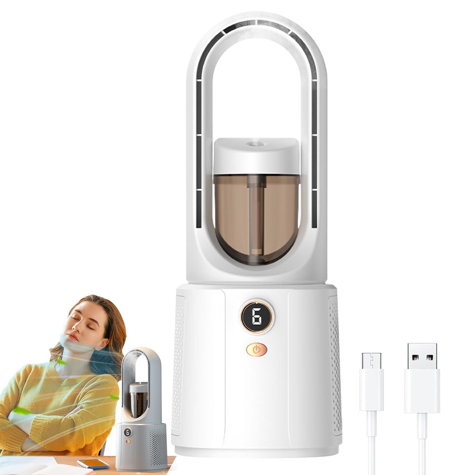 Generico ventilatore senza pale,Raffreddamento Portatile Ricaricabile a 6 Velocità,Ventilatore a Batteria | per camera da, cucina, ufficio in casa, viaggio