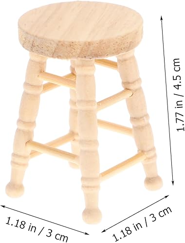 Miniatura 6 de Taburete de casa de muñecas para niños, mini juguetes, decoración de madera, accesorios a escala 112, accesorios en miniatura, muñecas, bar, silla
