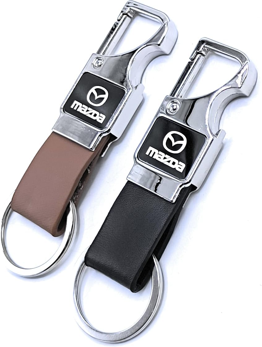 Jdp Novelty_2 pcs Set of Leather Metal Opner Keychain for mazda Car Key Chain ()