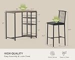 Gizoon Dining Table Set for 2 with 3 Storage Shelves, Kitchen Table and Chairs for 2 with Pu Cushion Chairs & Thick Wood Top, 3 Piece Dining Table Set for Small Space, Apartment (Grey)