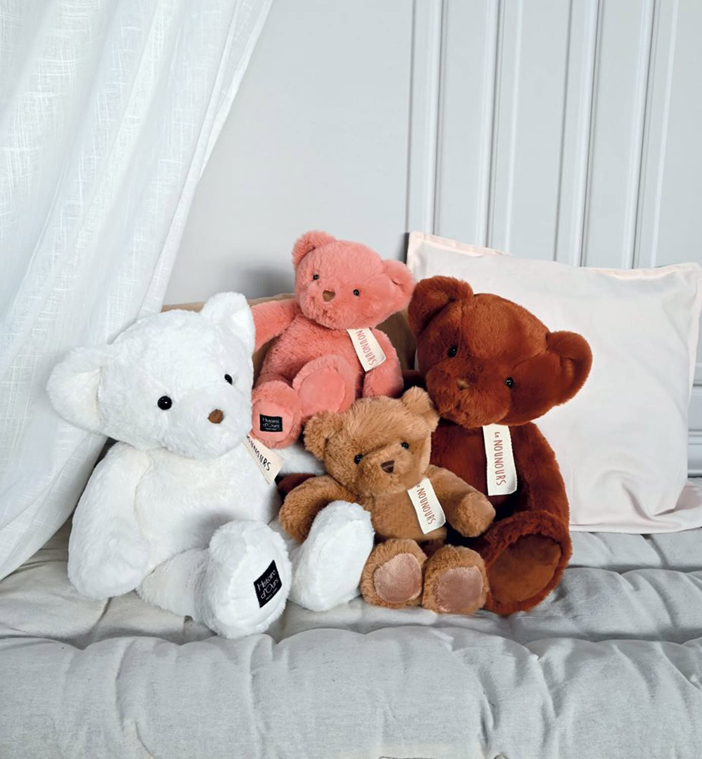 Histoire d'ours - Grande peluche orsetto - L'orsacchiotto - bianco - 40 cm - Grande peluche super morbido da calinare per i bambini - Idea regalo per nascita, bambino, Natale e compleanno - HO3221
