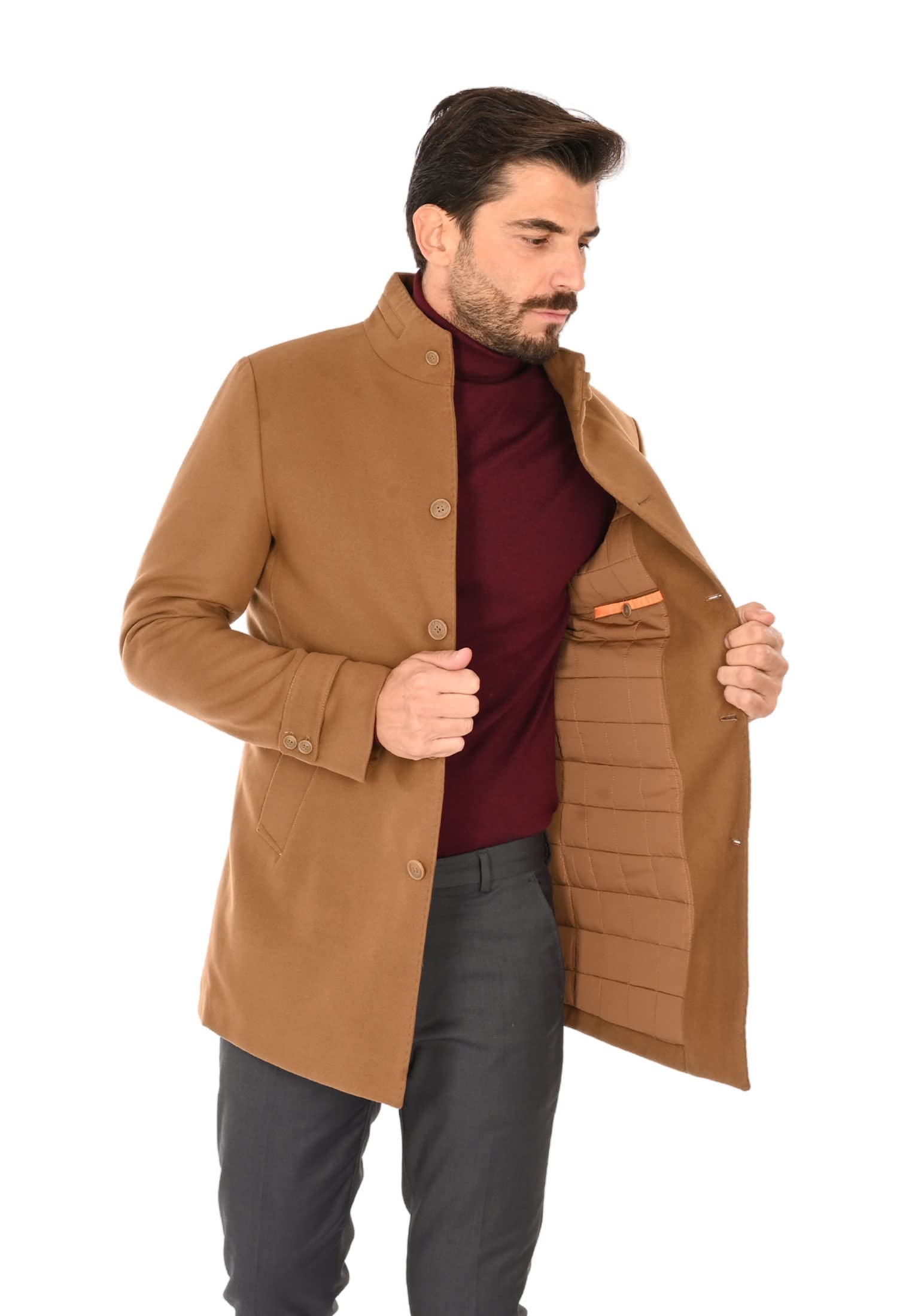 Ciabalù Cappotto Uomo Invernale Elegante Cappottino Lungo Slim Fit