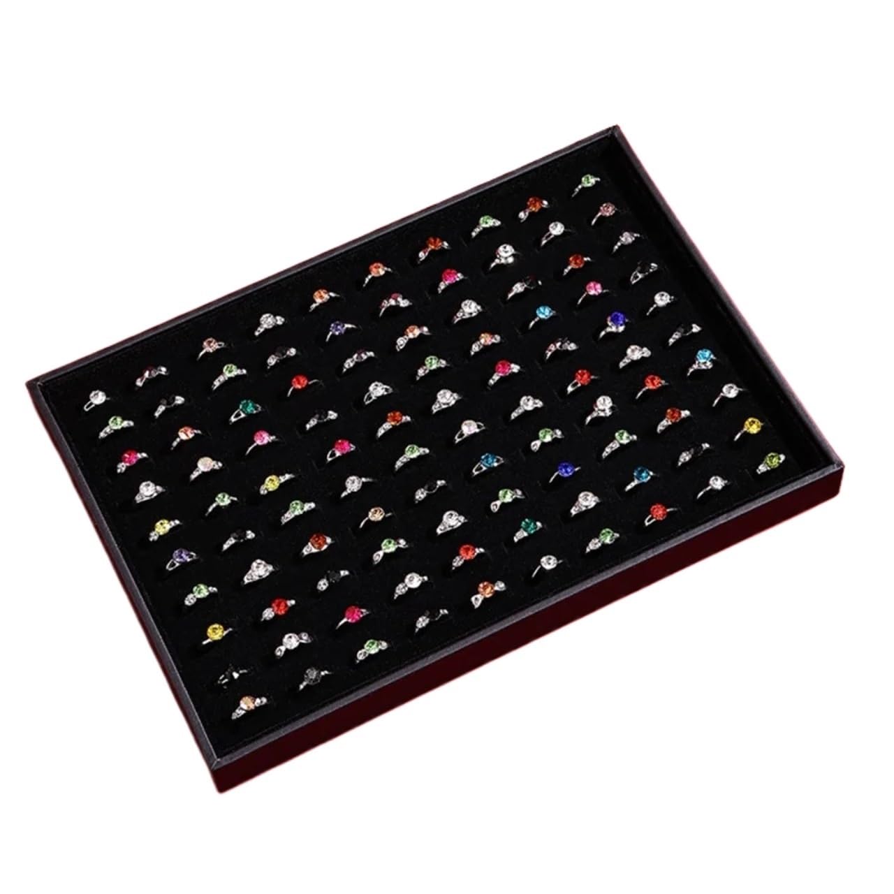 ZNJAMN 1pcs Rings Display Organizer Stackable Jewelry Tray Space Saving Drawer for Ring(Black)