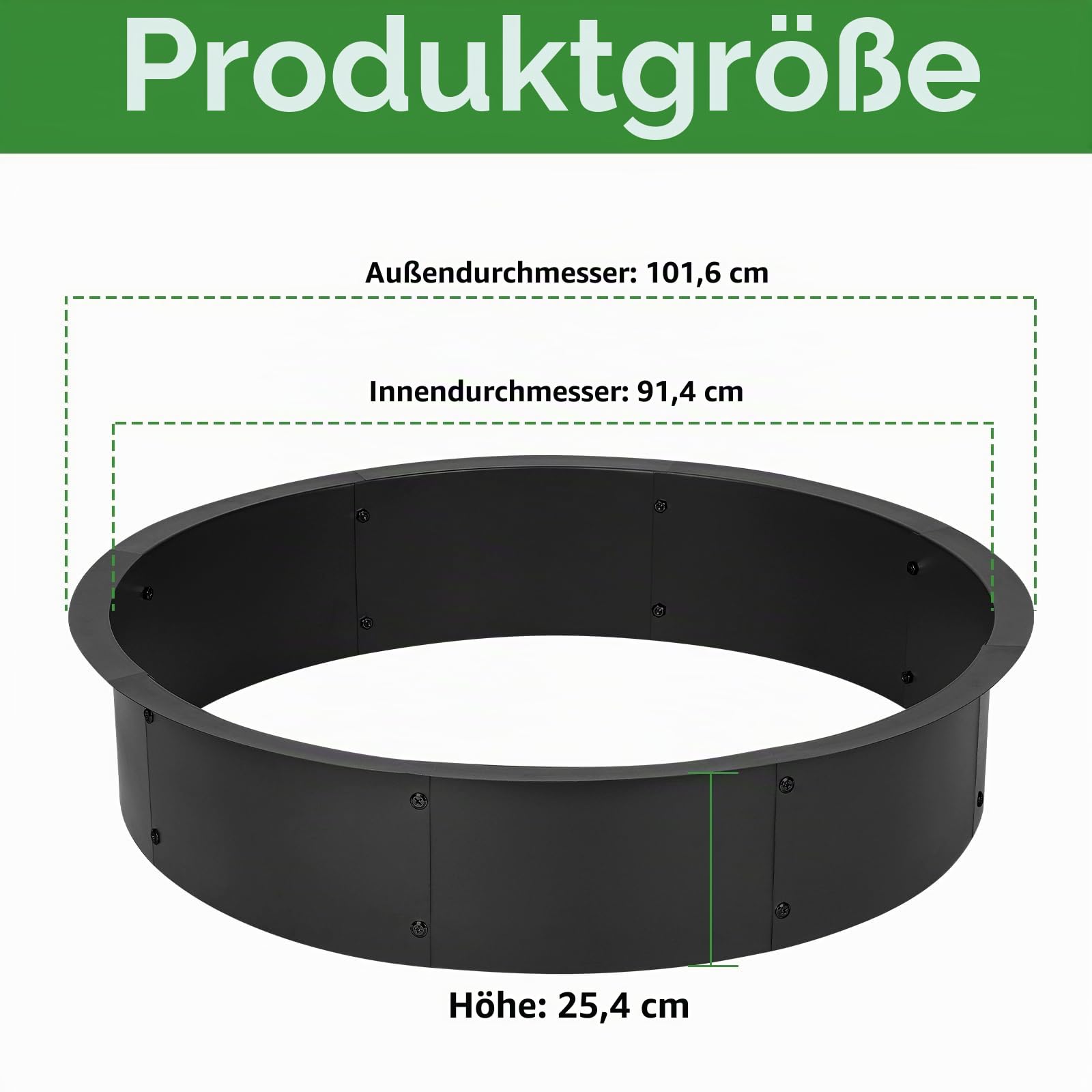 Feuerschale, Feuerschalenring für den Außenbereich,99 cm Außendurchmesser / 91 cm Innendurchmesser – Einsatz für Garten, Terrasse, Hof & Camping