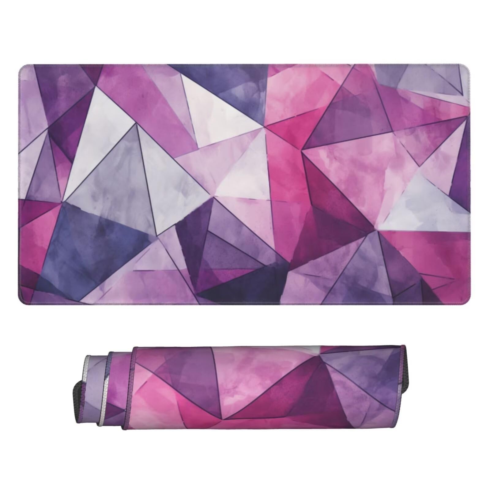 Alfombrilla de Ratón Gaming Grande XXL 1200x500x4mm con Bordes Cosidos Tela Micro Tejido, Base de Goma Antideslizante y Mouse Pad, para Teclado Jugadores Escritorio, PC, Oficina Triangulo Morado Y6776