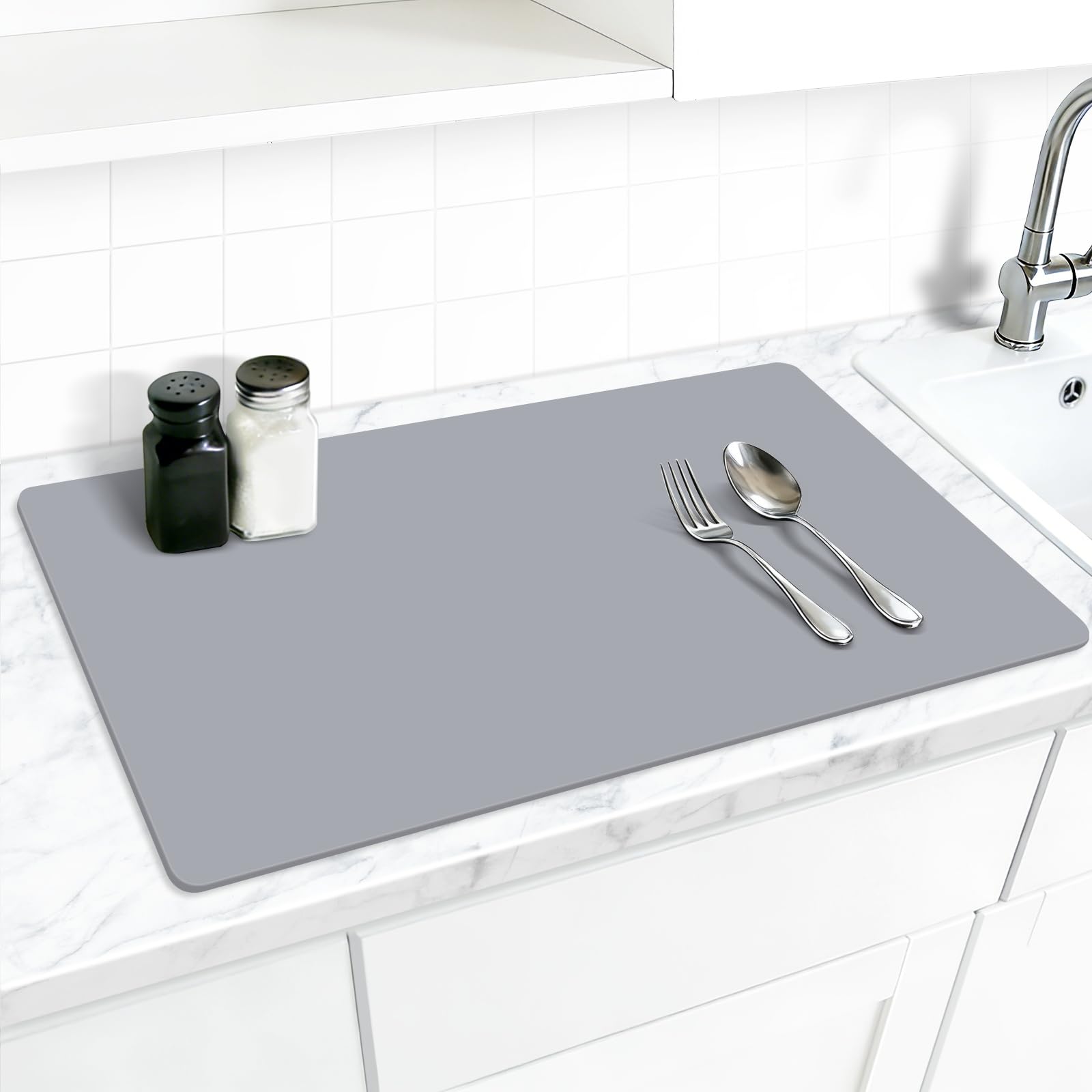 AECHY Silicone Mats for Worktops 70x42x0.2cm, Heat Resistant Mat Waterproof Kitchen Worktop Protector, Extra Large Silicone Mat, Nonstick Craft Mat Kitchen Table Placemats for Countertop, Dark Gray