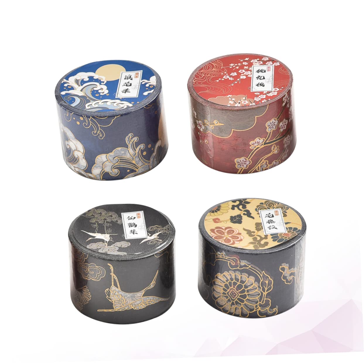 NUOBESTY 8rollos Cinta De Papel Washi Diseño De Hot Stamping Para Manualidades y Álbumes De Recortes Rama De Melocotón Olas Grulla Flores