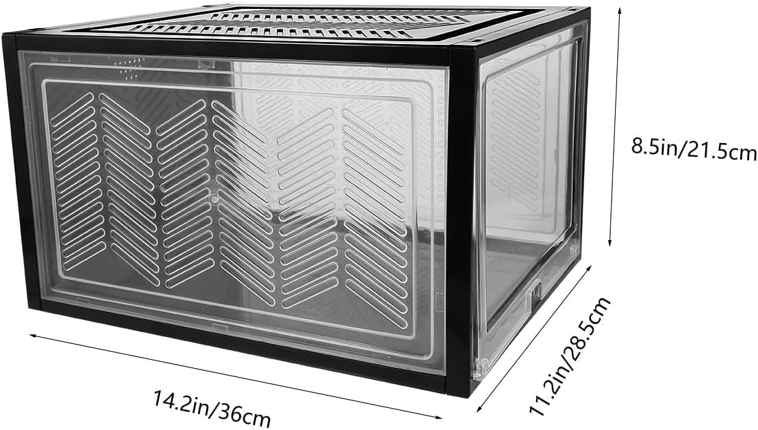 Stackable Thickened Shoe Storage Boxes with Lids Plastic Shoe Organizer for Closet Dustproof Large Size 2pcs Black for Home Organization