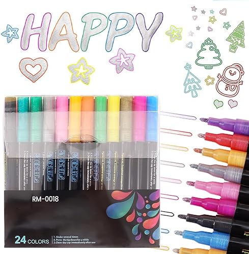 ZiTour Rotulador para resaltar, 2024 nuevo juego de rotuladores de doble línea con contorno propio, marcadores de gel con purpurina, juego de