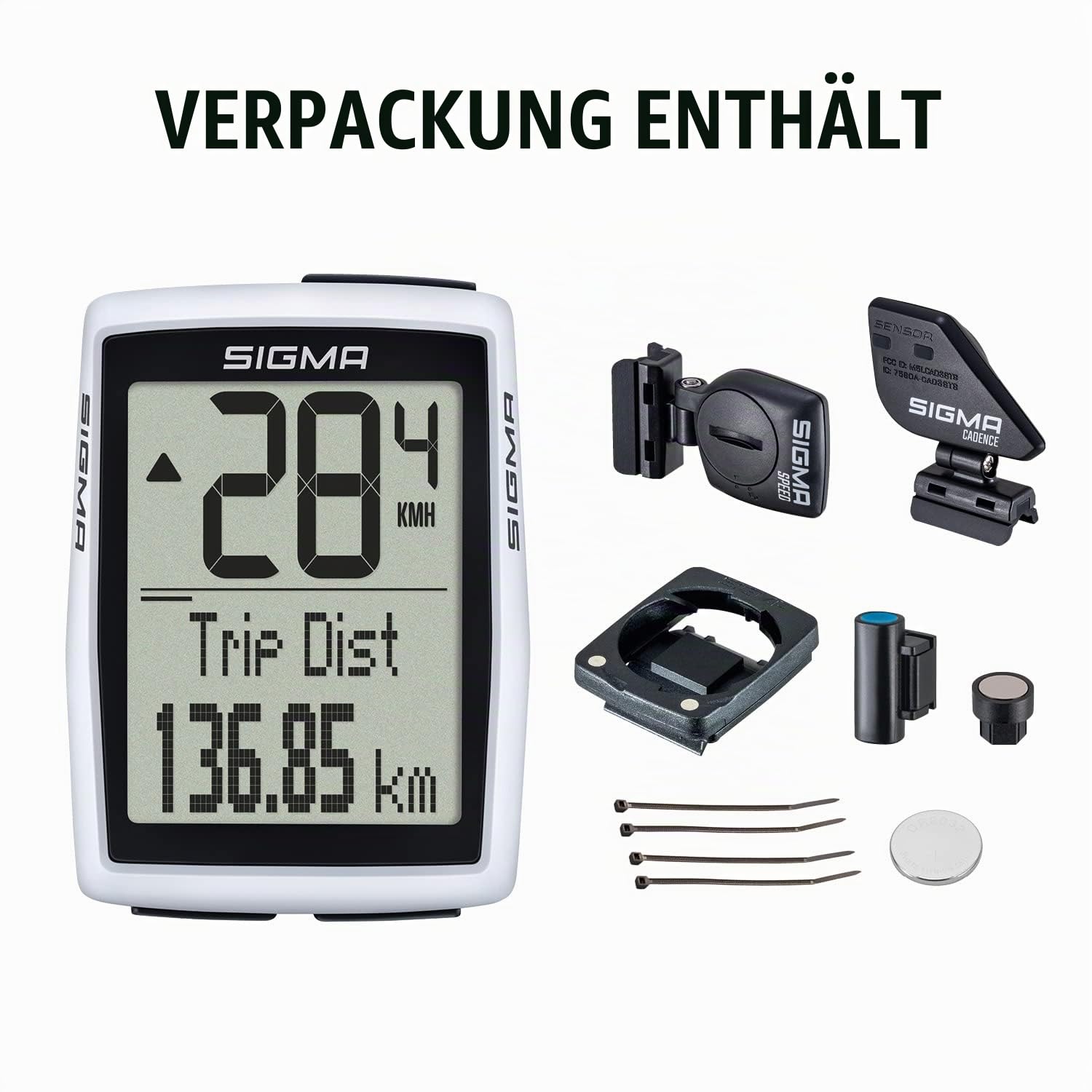 SIGMA BC 12.0 STS CAD | kabelloser Fahrradcomputer mit 12 Funktionen | inkl. Trittfrequenzsensor | wetterfester Radcomputer