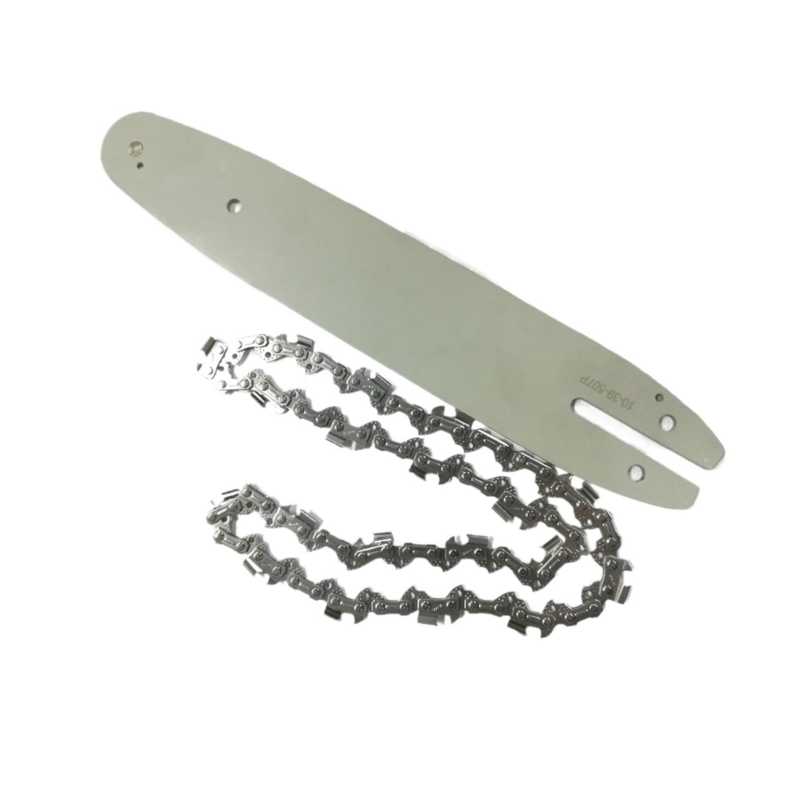 Genérico Cadena y Barra de 10", 39 eslabones, Paso 3/8 | Juego de cadena y barra para sierras de poda eléctricas, construcción metálica, para cortar madera(2xChain-1xGuide)