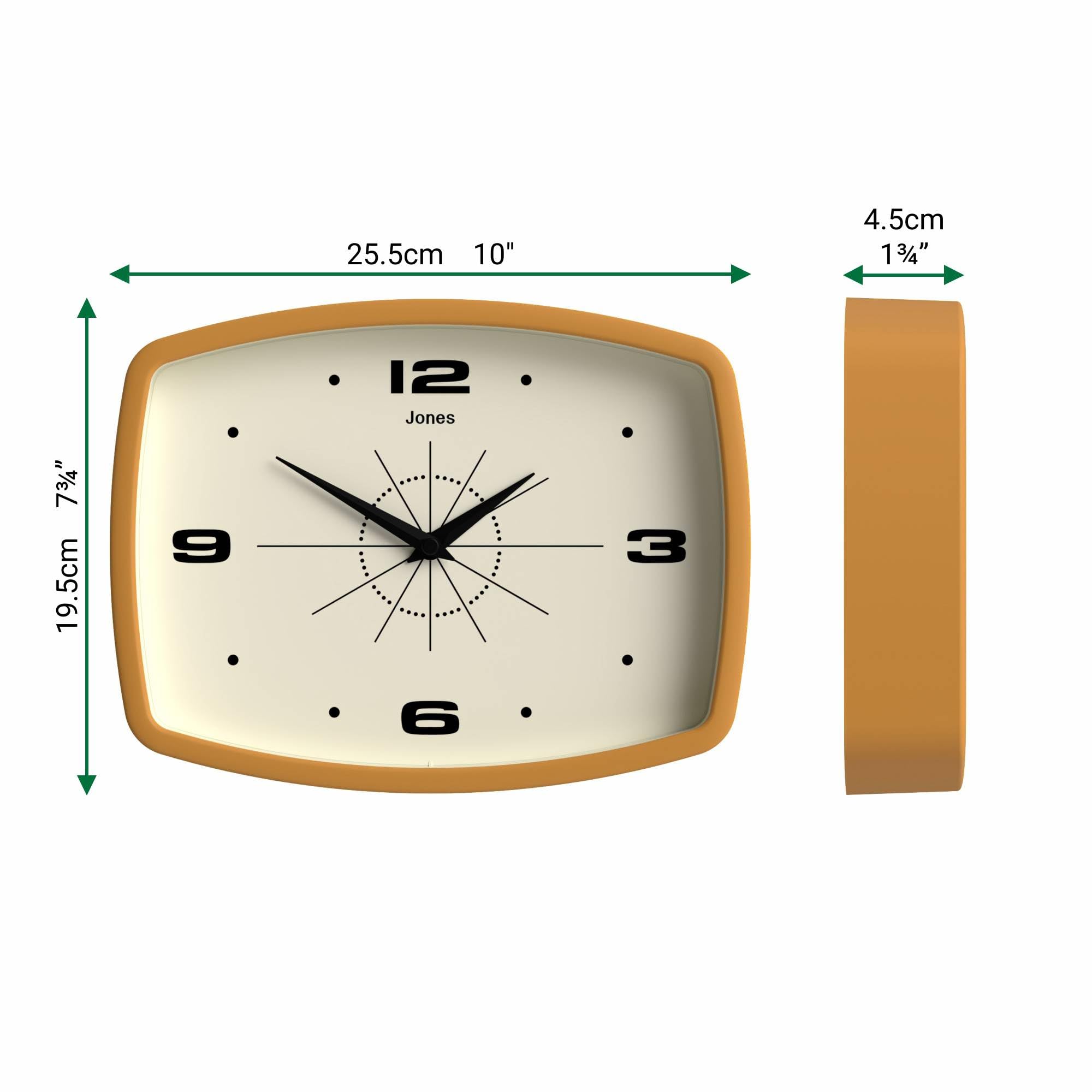 JONES CLOCKS® Movie wall clock, Mustard Yellow, 19.5 x 25.5 x 4.5 cm - Image 4
