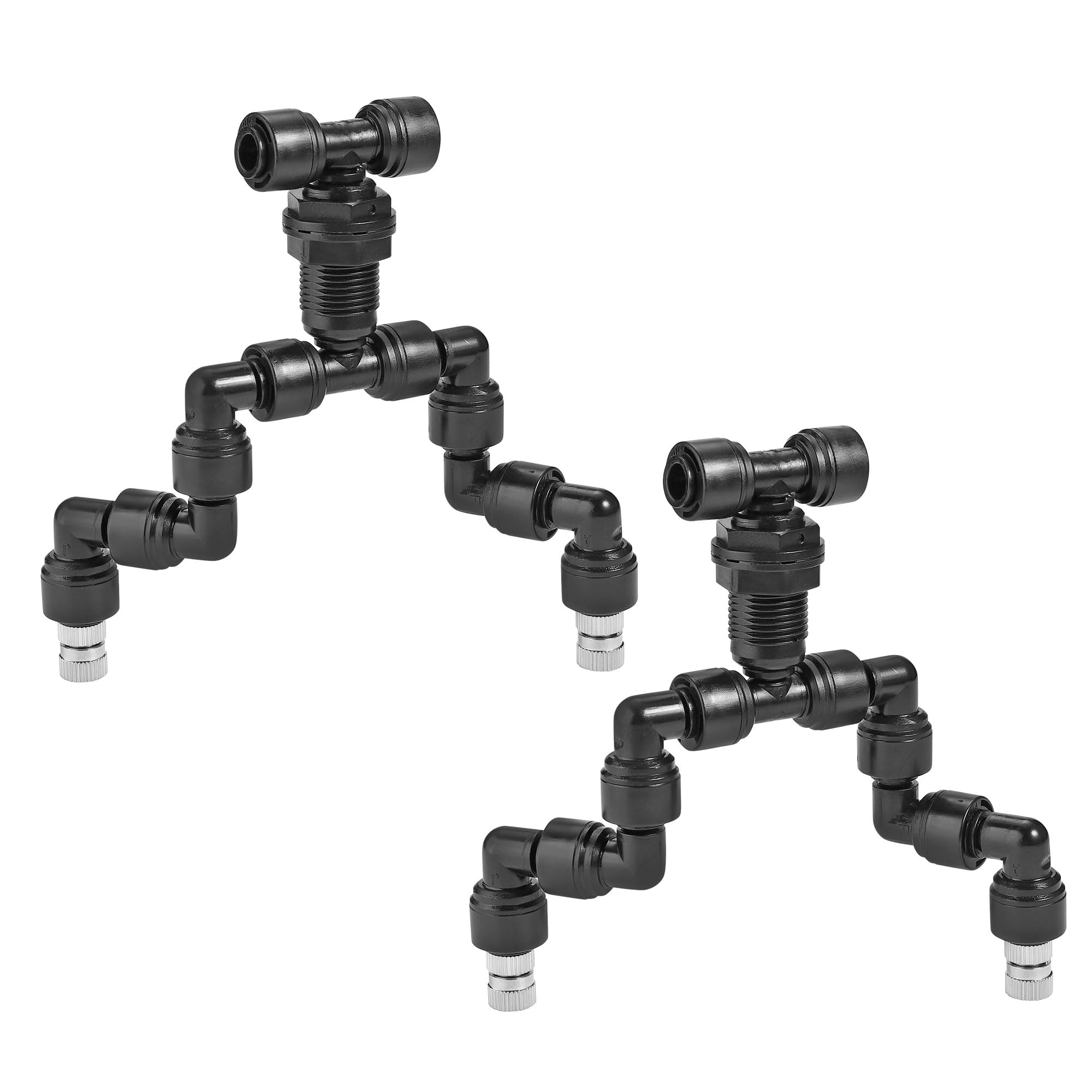 SOHNVWTGD 2Pcs Double Reptile Mister Nozzles, 1/4'' Reptile Misting Spray Nozzle 360 Degree Adjustable Detachable Nozzle Fine Mist Fogger for Terrarium, Aquarium Rainforest