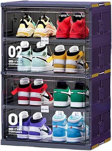 BEINNY Organizador de zapatos plegable grande de 4 capas y 4 rejillas para armario, 4-8 pares de zapatos, caja de almacenamiento plegable para