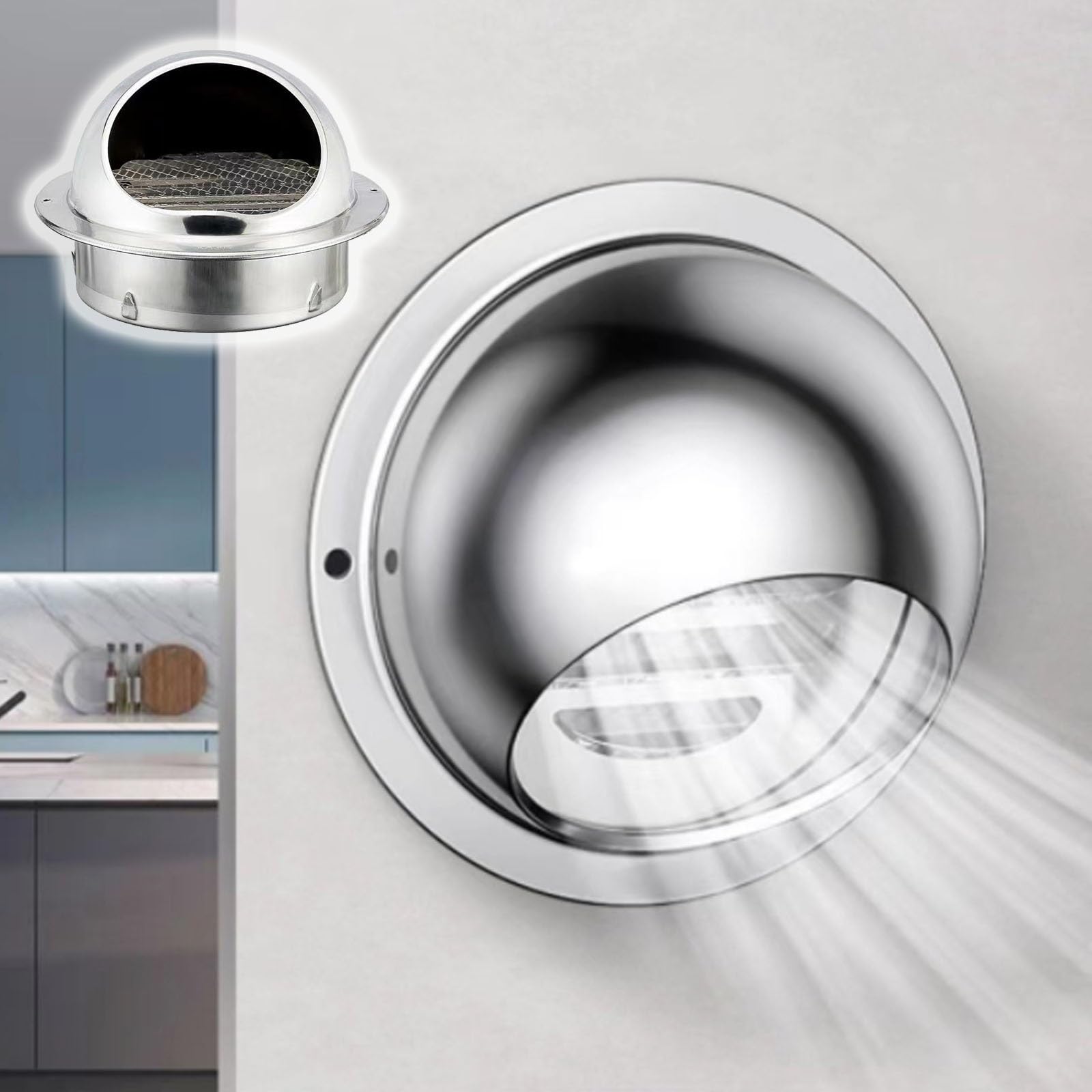 Amazon.co.jp: 丸型フード付ガラリ 304ステンレス製 排気口 外壁 換気