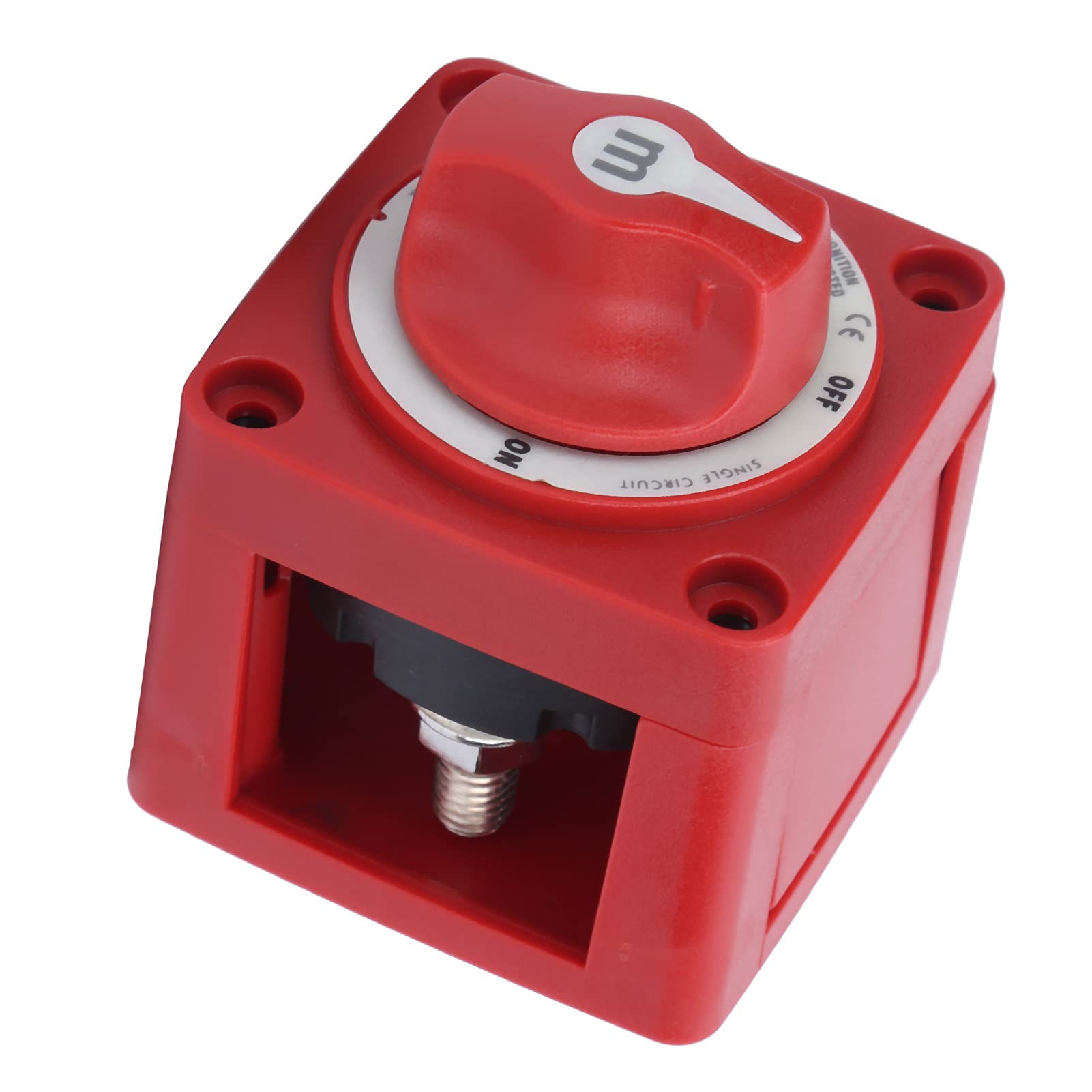Batterie-Trennschalter, Yacht-Batterieschalter, Einzelkreislauf 6006 M-Serie ABS + Kupfer, strapazierfähig für Marine-Boot, DC 12-48 V, rot für Blue Sea Batterieschalter