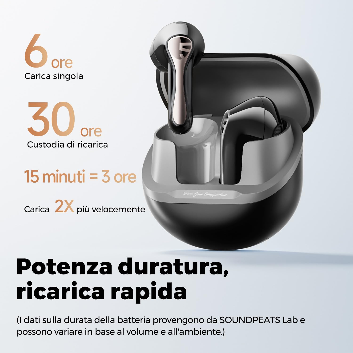 SoundPEATS Air5 Lite Cuffie wireless Bluetooth 5.4, decodifica audio LDAC, certificazione Hi-Res, 30 ore, connessione multi-dispositivo, supporto APP | · Hi-Res Audio · chiamate AI-ENC antivento · Multipoint · IPX5 · 15min=3h · 4,47g leggeri