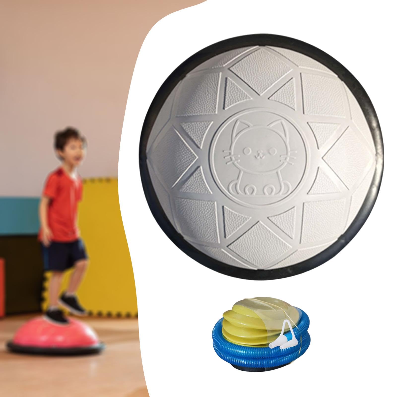 Harilla Balance Ball per Esercizi con Base Semisferica Antiscivolo Pompa E Struttura Solida per Allenamento Equilibrio Casa Palestra, Grigio