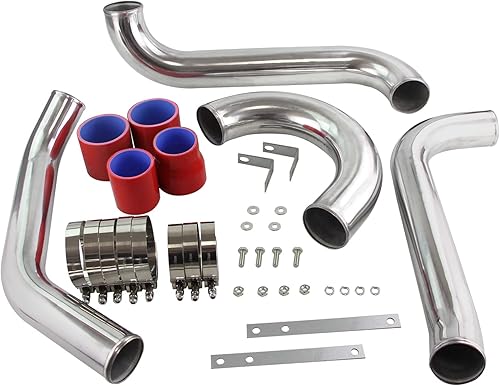 PKSABB Kit de tubería intercooler para Toyota Supra MK4 2JZ-GTE JZA80 2JZGTE Motor Twin Turbo 3.0L MKIV 1993-1998 (tubo plateado-rojo)